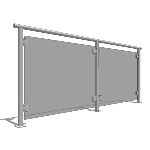 CAD Drawings AGS Stainless Inc. Glass Railing System with Round Top